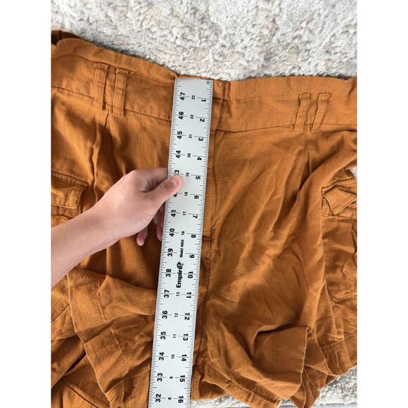 Simply Vera Wang Sz XL Brown Linen Blend High Waist Cargo Shorts Boho Lagenlook - Picture 8 of 13